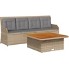 Image de vidaXL Ensemble de salon de jardin 3 pièces avec coussins Beige Poly Rattan