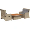 Image de vidaXL Ensemble de salon de jardin 3 pièces avec coussins Beige Poly Rattan