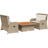 Image de vidaXL Ensemble de salon de jardin 3 pièces avec coussins Beige Poly Rattan