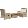 Image de vidaXL Ensemble de salon de jardin 3 pièces avec coussins Beige Poly Rattan