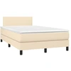 Image de vidaXL Lit boxspring avec matelas Crème 120x190 cm Tissu