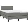 Image de vidaXL Lit boxspring avec matelas gris foncé 120x190 cm Tissu