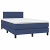 Image de vidaXL Lit boxspring avec matelas bleu 120x190 cm Tissu