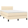 Image de vidaXL Lit boxspring avec matelas Crème 120x190 cm Tissu