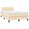 Image de vidaXL Lit boxspring avec matelas Cr ¨me 120x190 cm Tissu