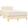 Image de vidaXL Lit boxspring avec matelas Cr ¨me 120x190 cm Tissu