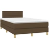 Image de vidaXL Lit boxspring avec matelas brun foncé 120x190 cm Tissu