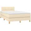 Image de vidaXL Lit boxspring avec matelas Cr ¨me 120x190 cm Tissu