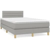 Image de vidaXL Lit boxspring avec matelas gris clair 120x190 cm Tissu
