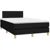 Image de vidaXL Lit boxspring avec matelas noir 120x190 cm Tissu