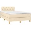 Image de vidaXL Lit boxspring avec matelas Crème 120x190 cm Tissu