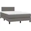 Image de vidaXL Lit boxspring avec matelas Gris 120x190 cm Similicuir