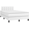 Image de vidaXL Lit boxspring avec matelas blanc 120x190 cm similicuir
