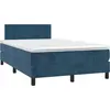 Image de vidaXL Lit boxspring avec matelas bleu fonc © 120x190 cm velours
