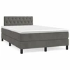 Image de vidaXL Lit boxspring avec matelas gris fonc © 120x190 cm velours