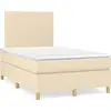 Image de vidaXL Lit boxspring avec matelas Crème 120x190 cm Tissu