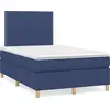 Image de vidaXL Lit boxspring avec matelas bleu 120x190 cm Tissu