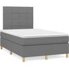 Image de vidaXL Lit boxspring avec matelas gris foncé 120x190 cm Tissu