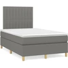 Image de vidaXL Lit boxspring avec matelas gris foncé 120x190 cm Tissu