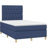 Image de vidaXL Lit boxspring avec matelas bleu 120x190 cm Tissu