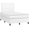Image de vidaXL Lit boxspring avec matelas blanc 120x190 cm similicuir
