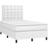 Image de vidaXL Lit boxspring avec matelas blanc 120x190 cm similicuir