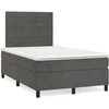 Image de vidaXL Lit boxspring avec matelas gris foncé 120x190 cm velours