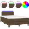 Image de vidaXL Lit Boxspring avec matelas & LED Marron fonc © 120x190 cm Tissu