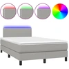Image de vidaXL Lit boxspring avec matelas & LED gris clair 120x190 cm Tissu