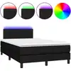 Image de vidaXL Lit Boxspring avec matelas & LED Noir 120x190 cm Tissu