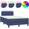 Image de vidaXL Lit Boxspring avec matelas & LED Bleu 120x190 cm Tissu