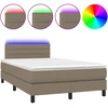 Image de vidaXL Lit Boxspring avec matelas & LED Taupe 120x190 cm Tissu