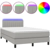 Image de vidaXL Lit boxspring avec matelas & LED gris clair 120x190 cm Tissu