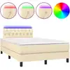 Image de vidaXL Lit Boxspring avec matelas & LED Crème 120x190 cm Tissu