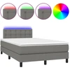 Image de vidaXL Lit boxspring avec matelas & LED gris fonc © 120x190 cm Tissu