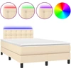 Image de vidaXL Lit Boxspring avec matelas & LED Cr ¨me 120x190 cm Tissu