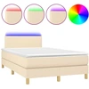 Image de vidaXL Lit Boxspring avec matelas & LED Crème 120x190 cm Tissu