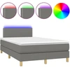 Image de vidaXL Lit boxspring avec matelas & LED gris fonc © 120x190 cm Tissu
