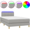 Image de vidaXL Lit boxspring avec matelas & LED gris clair 120x190 cm Tissu