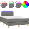 Image de vidaXL Lit boxspring avec matelas & LED gris foncé 120x190 cm Tissu
