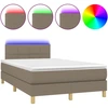 Image de vidaXL Lit Boxspring avec matelas & LED Taupe 120x190 cm Tissu