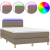 Image de vidaXL Lit Boxspring avec matelas & LED Taupe 120x190 cm Tissu