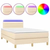 Image de vidaXL Lit Boxspring avec matelas & LED Crème 120x190 cm Tissu