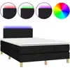 Image de vidaXL Lit Boxspring avec matelas & LED Noir 120x190 cm Tissu