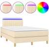 Image de vidaXL Lit Boxspring avec matelas & LED Crème 120x190 cm Tissu
