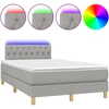 Image de vidaXL Lit boxspring avec matelas & LED gris clair 120x190 cm Tissu