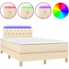 Image de vidaXL Lit Boxspring avec matelas & LED Crème 120x190 cm Tissu