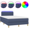 Image de vidaXL Lit Boxspring avec matelas & LED Bleu 120x190 cm Tissu