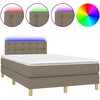 Image de vidaXL Lit Boxspring avec matelas & LED Taupe 120x190 cm Tissu