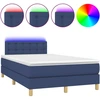Image de vidaXL Lit Boxspring avec matelas & LED Bleu 120x190 cm Tissu